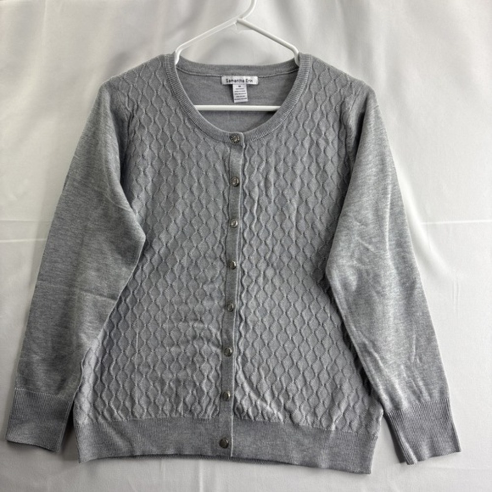 Samantha‎ Erin Shirt Woman's Medium Grey Long Sleeve